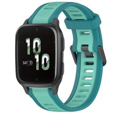 Per cinturino per orologio in silicone testurizzato bicolore Garmin Forerunner Sq2 / Sq2 Music da 20 mm (verde acqua)