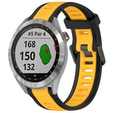 Per cinturino in silicone strutturato bicolore Garmin Approach S40 da 20 mm (giallo + nero)