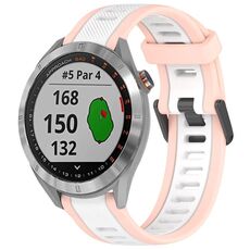 Per cinturino in silicone strutturato bicolore Garmin Approach S40 da 20 mm (bianco + rosa)