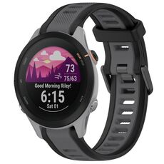 Per cinturino in silicone strutturato bicolore Garmin Forerunner 255S 18 mm (grigio + nero)