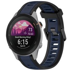 Per cinturino in silicone strutturato bicolore Garmin Forerunner 255S 18 mm (blu notte + nero)