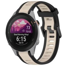 Per cinturino in silicone strutturato bicolore Garmin Forerunner 255S 18 mm (Starlight + nero)