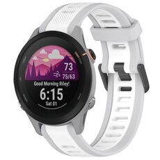 Per cinturino in silicone strutturato bicolore Garmin Forerunner 255S 18 mm (bianco + grigio)