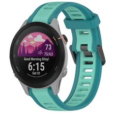 Per cinturino per orologio in silicone testurizzato bicolore Garmin Forerunner 255S 18 mm (verde acqua)