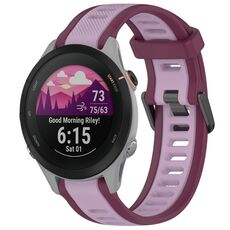 Per cinturino per orologio in silicone testurizzato bicolore Garmin Forerunner 255S 18 mm (viola)