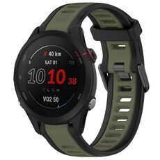 Per cinturino per orologio in silicone strutturato bicolore Garmin Forerunner 255S Music da 18 mm (verde + nero)