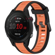 Per cinturino per orologio in silicone strutturato bicolore Garmin Forerunner 255S Music da 18 mm (arancione + nero)