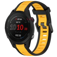 Per Garmin Forerunner 255S Music 18mm cinturino in silicone strutturato a due colori (giallo + nero)