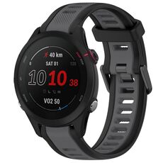 Per Garmin Forerunner 255S Music 18mm cinturino in silicone strutturato a due colori (grigio + nero)