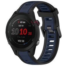 Per Garmin Forerunner 255S Music 18mm cinturino in silicone strutturato a due colori (blu notte + nero)
