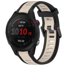 Per cinturino per orologio in silicone strutturato bicolore Garmin Forerunner 255S Music da 18 mm (Starlight + nero)