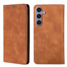 Custodia per telefono in pelle magnetica Skin Feel per Samsung Galaxy S24+ 5G (marrone chiaro)