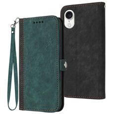 Per iPhone SE 2024 Custodia per telefono in pelle con cinturino a doppia piega con fibbia laterale (verde scuro)