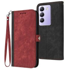 Per vivo Y100 5G IDN/Y200e 5G Global Side Buckle Doppia Piega Cinturino in pelle Custodia per telefono(Rosso)