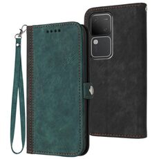 Custodia per telefono in pelle con fibbia laterale doppia piega per vivo V30 5G Global/V30 Pro 5G Global (verde scuro)