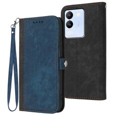 Custodia per cellulare in pelle con cinturino a doppia piega e fibbia laterale globale per vivo V30 Lite 5G (Royal)