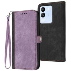 Per vivo V30 Lite 5G Custodia per telefono in pelle con cinturino a mano con doppia fibbia laterale globale (viola)