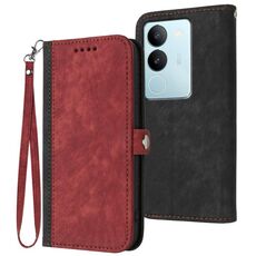 Per vivo V29 5G Global/V29 Pro Custodia per telefono in pelle con fibbia laterale doppia piega (Rosso)