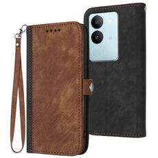 Per vivo V29 5G Global/V29 Pro Custodia per cellulare in pelle con fibbia laterale doppia piega (marrone)