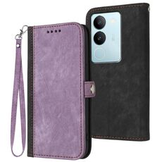Per vivo V29 5G Global/V29 Pro Custodia per cellulare in pelle con fibbia laterale doppia piega (viola)
