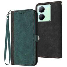 Per vivo Y36 5G Global/Y36 4G Global Custodia per cellulare in pelle con fibbia laterale doppia piega (verde scuro)