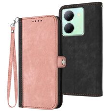 Per vivo Y36 5G Global/Y36 4G Global Custodia per cellulare in pelle con fibbia laterale doppia piega (rosa)