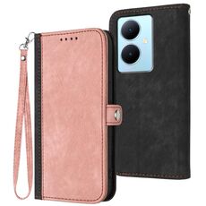 Per vivo Y78+ 5G Global/Y78 5G Global Custodia per cellulare in pelle con fibbia laterale doppia piega (rosa)
