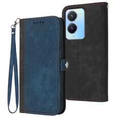 Per vivo Y56 5G Global/Y16 4G Global Custodia per cellulare in pelle con fibbia laterale doppia piegatura (Royal)