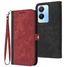 Per vivo Y56 5G Global/Y16 4G Global Custodia per cellulare in pelle con fibbia laterale doppia piegatura (Rosso)