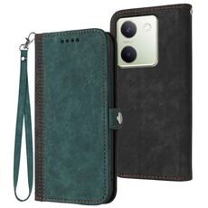 Per vivo Y100 5G Global Side Buckle Doppia Piega Cinturino in pelle Custodia per cellulare (Verde scuro)