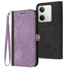 Per vivo Y100 5G Custodia per telefono in pelle con cinturino a mano con doppia fibbia laterale globale (viola)
