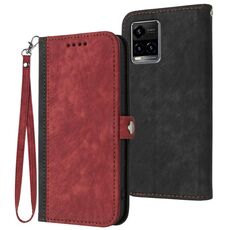 Per vivo Y33s 4G Global/Y21/Y21s/Y21t Custodia per cellulare in pelle con fibbia laterale doppia piegatura (Rosso)
