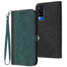 Per vivo Y53s 4G/Y51a/Y33 4G Custodia per cellulare in pelle con fibbia laterale doppia piega (verde scuro)