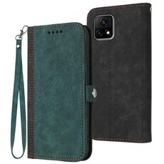 Custodia per telefono in pelle con fibbia laterale doppia piega per vivo Y52s 5G/iQOO U3/Y31s 5G (verde scuro)