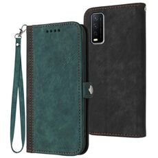 Per vivo Y20/Y20i/Y11s/Y12s/iQOO U1x Custodia per telefono in pelle con fibbia laterale doppia piega (verde scuro)