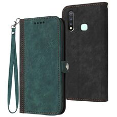 Per vivo Y19/U3/Y5s/Z5i/U20 Custodia per cellulare in pelle con fibbia laterale doppia piega (verde scuro)