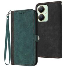 Per vivo Y27 4G Global Side Buckle Doppia Piega Cinturino in pelle Custodia per cellulare (Verde scuro)