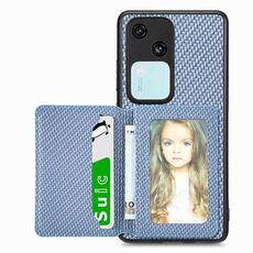 Custodia per telefono con borsa per carta magnetica in fibra di carbonio per vivo S18 (blu)