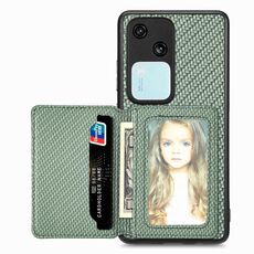 Custodia per telefono con borsa per carta magnetica in fibra di carbonio per vivo S18 (verde)