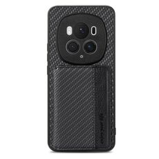 Custodia per telefono con borsa magnetica per carta in fibra di carbonio Honor Magic6 Pro (nera)