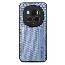 Custodia per telefono con borsa magnetica per carta in fibra di carbonio Honor Magic6 Pro (blu)