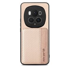 Custodia per telefono con borsa per carta magnetica in fibra di carbonio Honor Magic6 Pro (cachi)