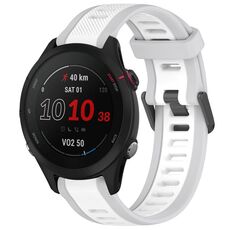 Per cinturino per orologio in silicone strutturato bicolore Garmin Forerunner 255S Music da 18 mm (bianco + grigio)
