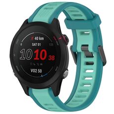 Cinturino per orologio in silicone strutturato bicolore da 18 mm per Garmin Forerunner 255S Music (verde acqua)