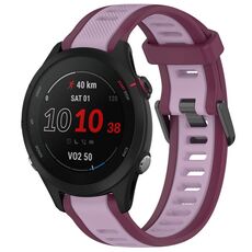 Per cinturino per orologio in silicone strutturato bicolore da 18 mm Garmin Forerunner 255S Music (viola)