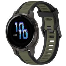 Per cinturino in silicone strutturato bicolore Garmin Venu 2S 18mm (verde + nero)