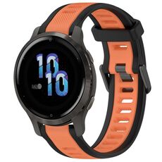 Per cinturino in silicone strutturato bicolore Garmin Venu 2S 18mm (arancione + nero)