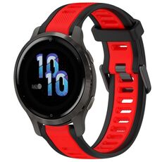 Per cinturino in silicone strutturato bicolore Garmin Venu 2S 18mm (rosso + nero)