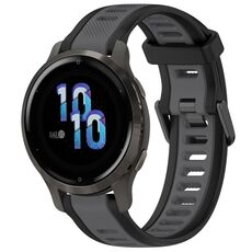 Per cinturino in silicone strutturato bicolore Garmin Venu 2S 18mm (grigio + nero)