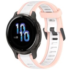 Per cinturino in silicone strutturato bicolore Garmin Venu 2S 18 mm (bianco + rosa)